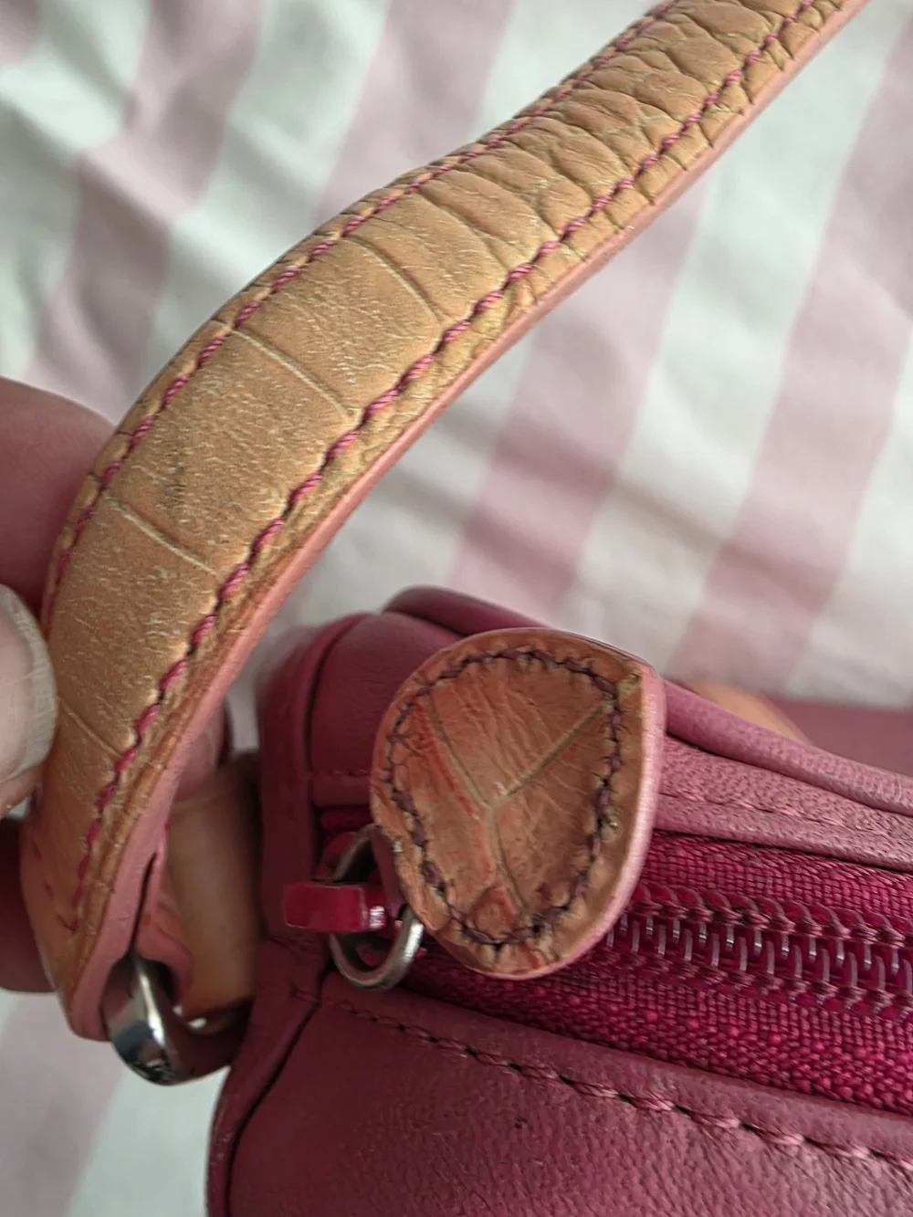 Brighton Pink Shoulder Bag with Tan Flap Accents
